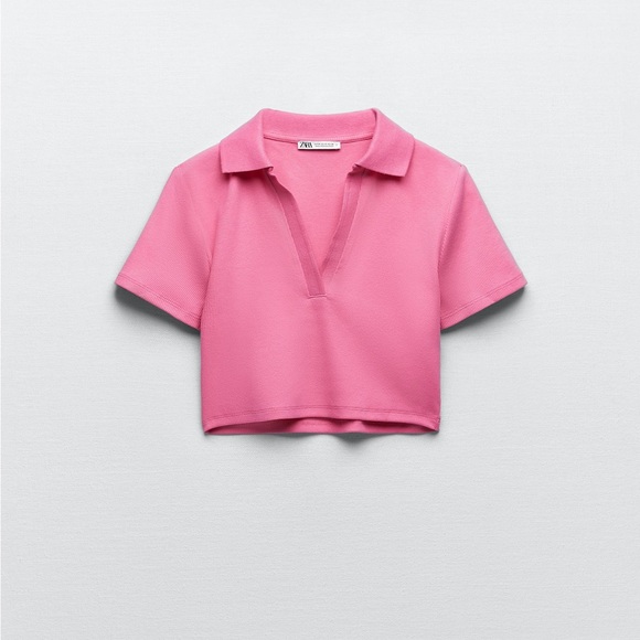 NWT Zara Pink Rib Polo Shirt - Picture 3 of 8